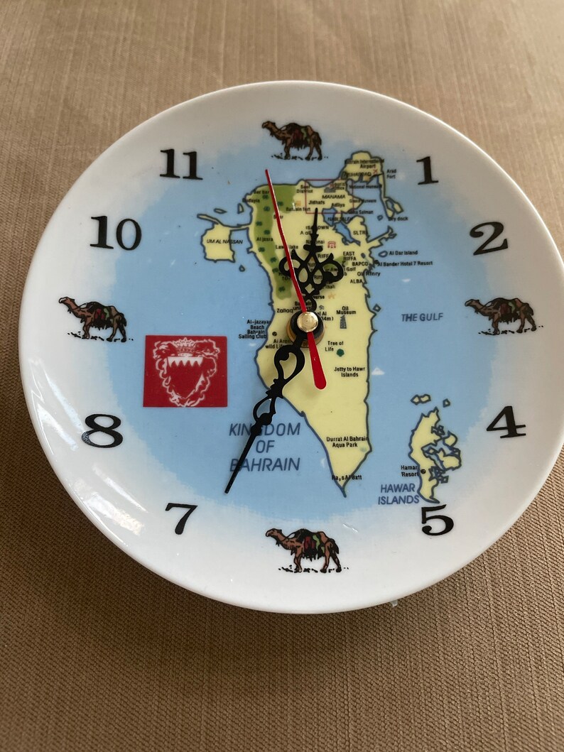 Vintage Kingdom of Behrain Map Ceramic 6” Wall Clock - Etsy