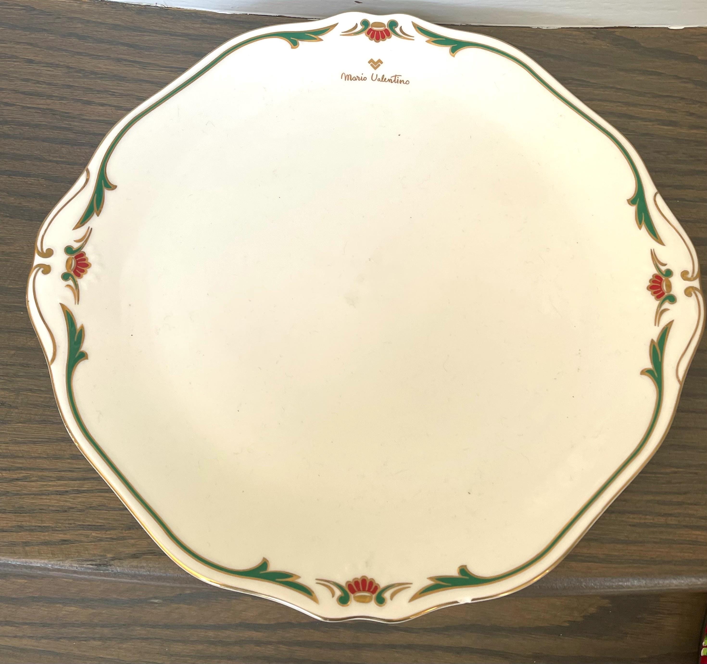 Rare Mario Valentino Italy Momoysma Gold Rim Big Serving Cake