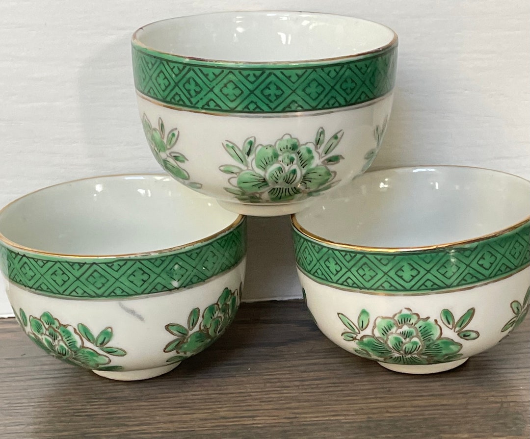 Antique Porcelain Chinese Tea Bowls Set of 3 Etsy