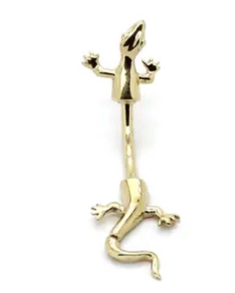 Lizard Real Button 14K Real Solid Yellow Gold Gecko Lizard Belly Button Ring 14 G New - Etsy
