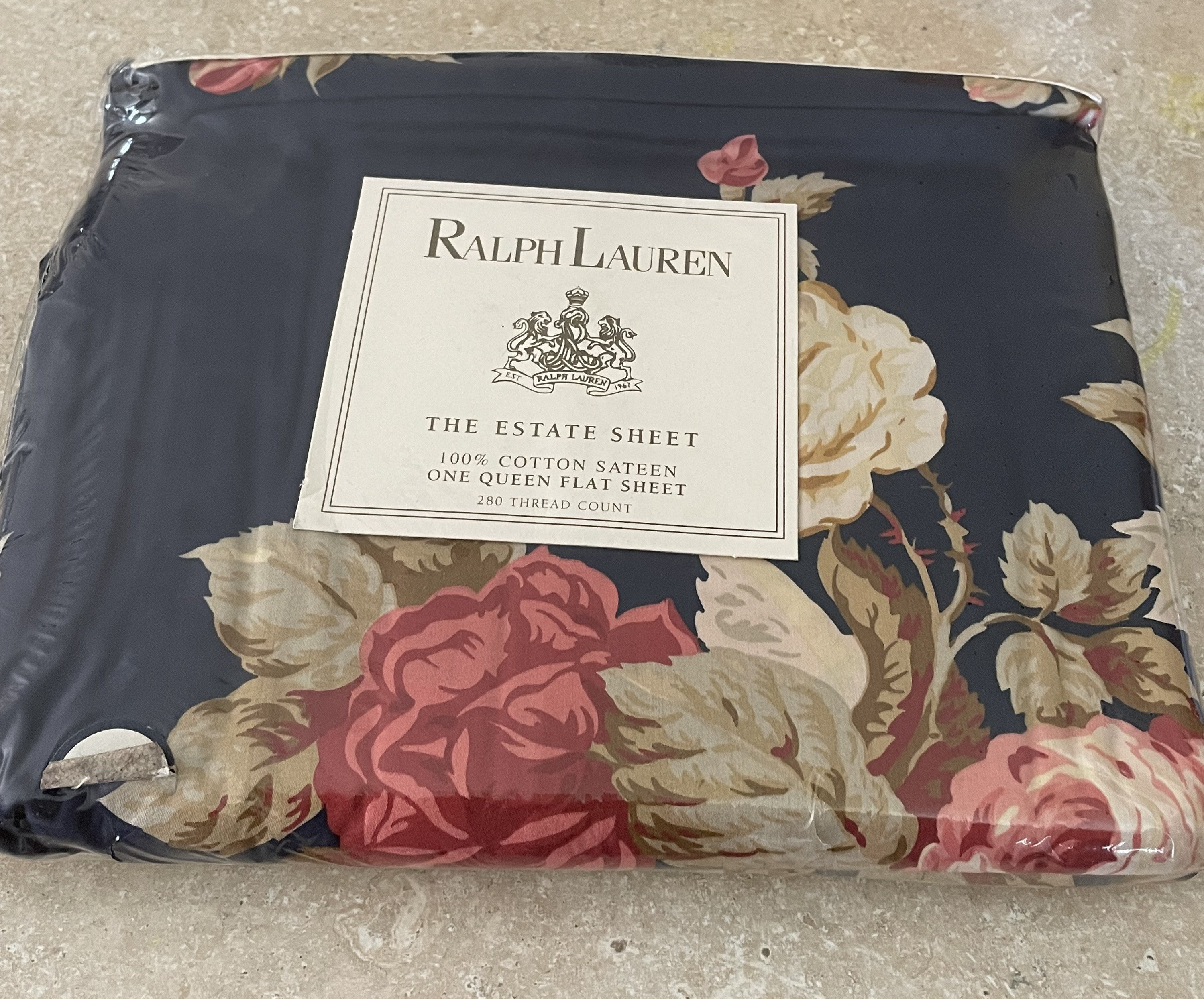 Ralph Lauren フラワープリント シーツ Vintage Ralph Lauren Floral Queen Flat Sheet: 280 TC Cotton Sateen