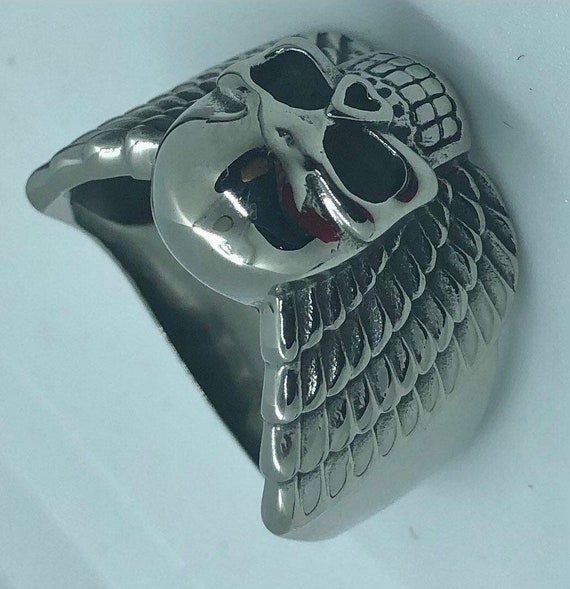 Vintage Skull Ring with Wings from 1985 Silver  Sk