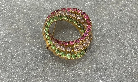 Vintage 3 Colors Circles of Love  Rhinestone Gold… - image 2