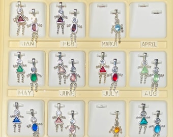 Birthstone baby charms 925 Sterling Silver Boy or Girl