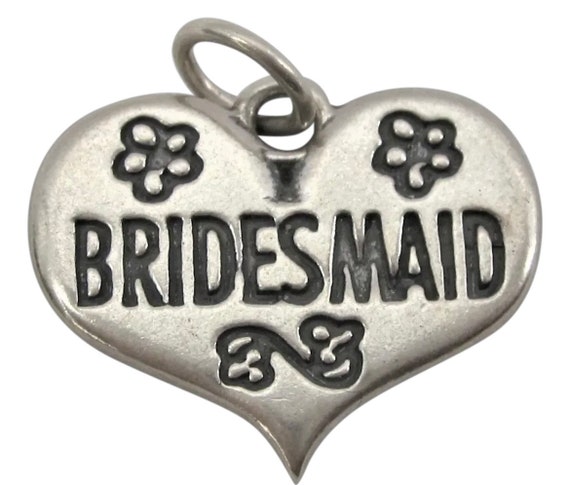 Sterling Silver Bridesmaid Heart shape Charm 925 - image 2