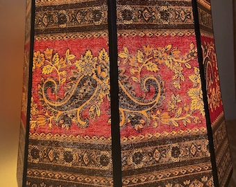 Large Antique Vintage Arts & Craft Fabric dyed Octagonal Lamp Shade