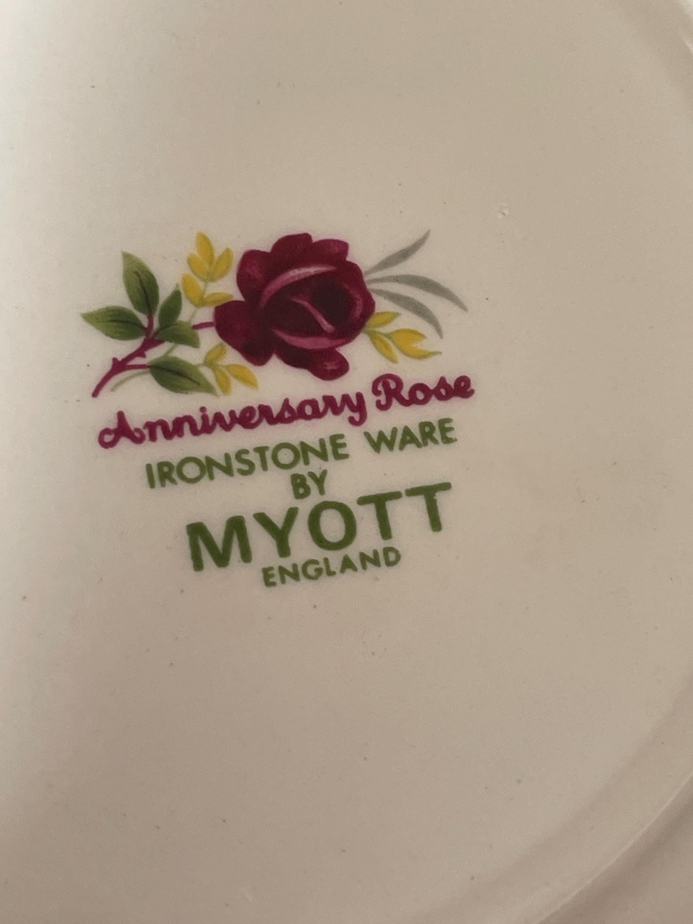Myott Anniversary Rose Salad / Bread Plates Set of 3 Scalloped