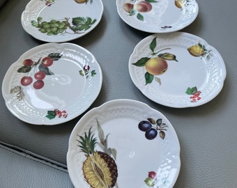 Vintage Lourioux Porcelain French Canapé Plates Set of 5