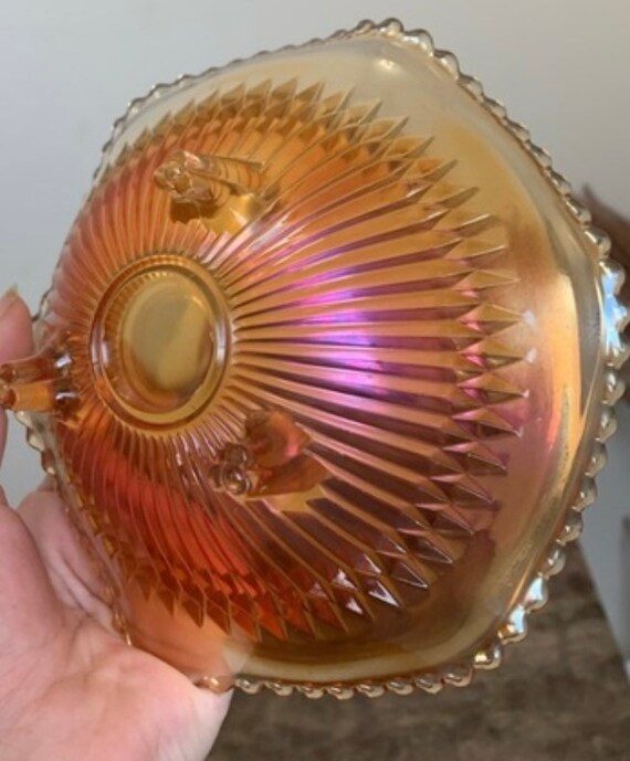 インペリアル カーニバルガラス ボウル マリーゴールド 24cm ヴィンテージ ラッフルエッジ ホーリーカーニバル ガラス 脚付き