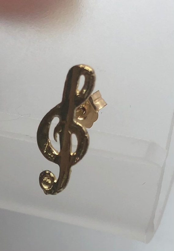 Real Solid Yellow Gold Music Notes Post Stud Earr… - image 7