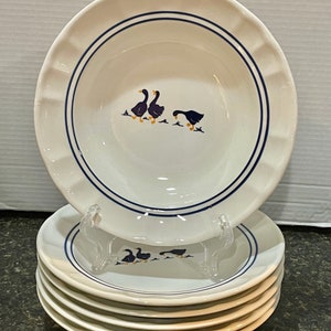 Italian Castellania Ceramic 9Geese Soup Plates Set of 4 image 1