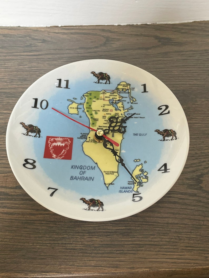 Vintage Kingdom of Behrain Map Ceramic 6” Wall Clock - Etsy