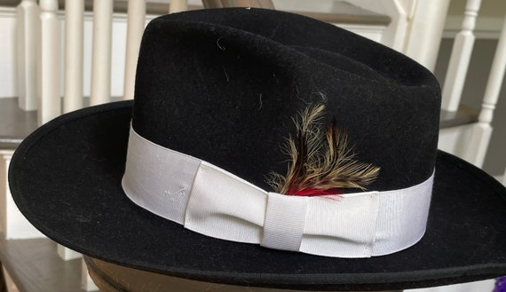 Vintage Men,s Fedora Hat Black 100% Wool WPL 5923… - image 2