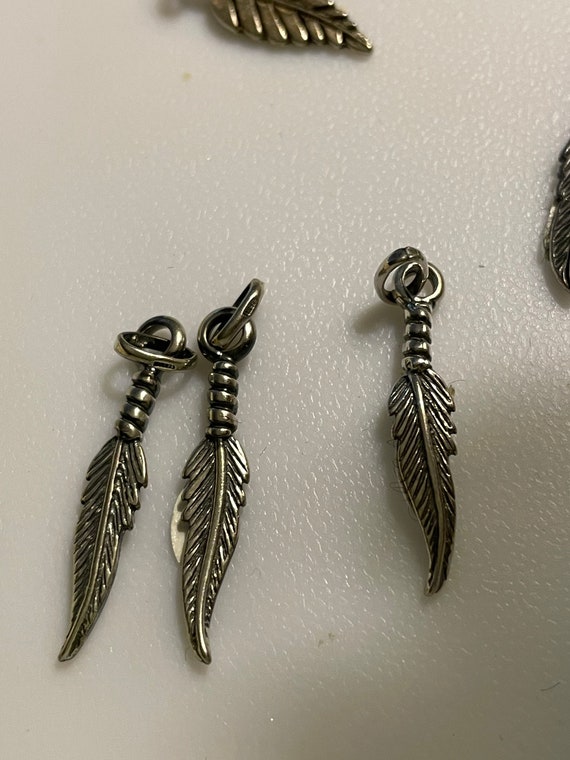 Handmade Solid Sterling Silver 925 feather pendan… - image 4