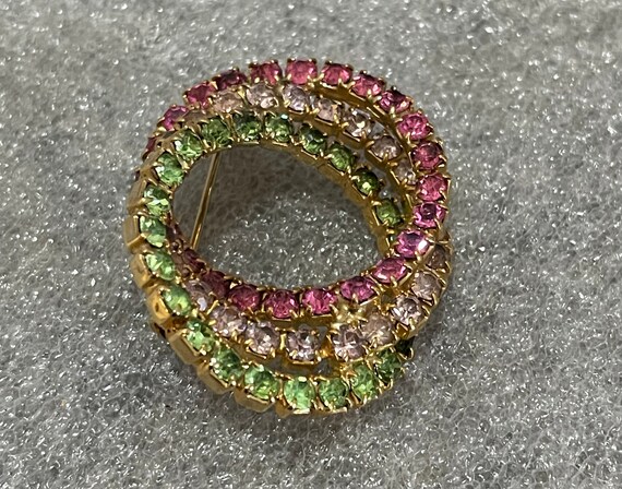 Vintage 3 Colors Circles of Love  Rhinestone Gold… - image 3