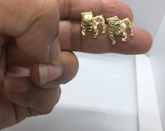 Vintage Yellow Gold Bulldog post Earrings. 10K Solid Gold Diamond Cut *Bulldog* Earrings.
