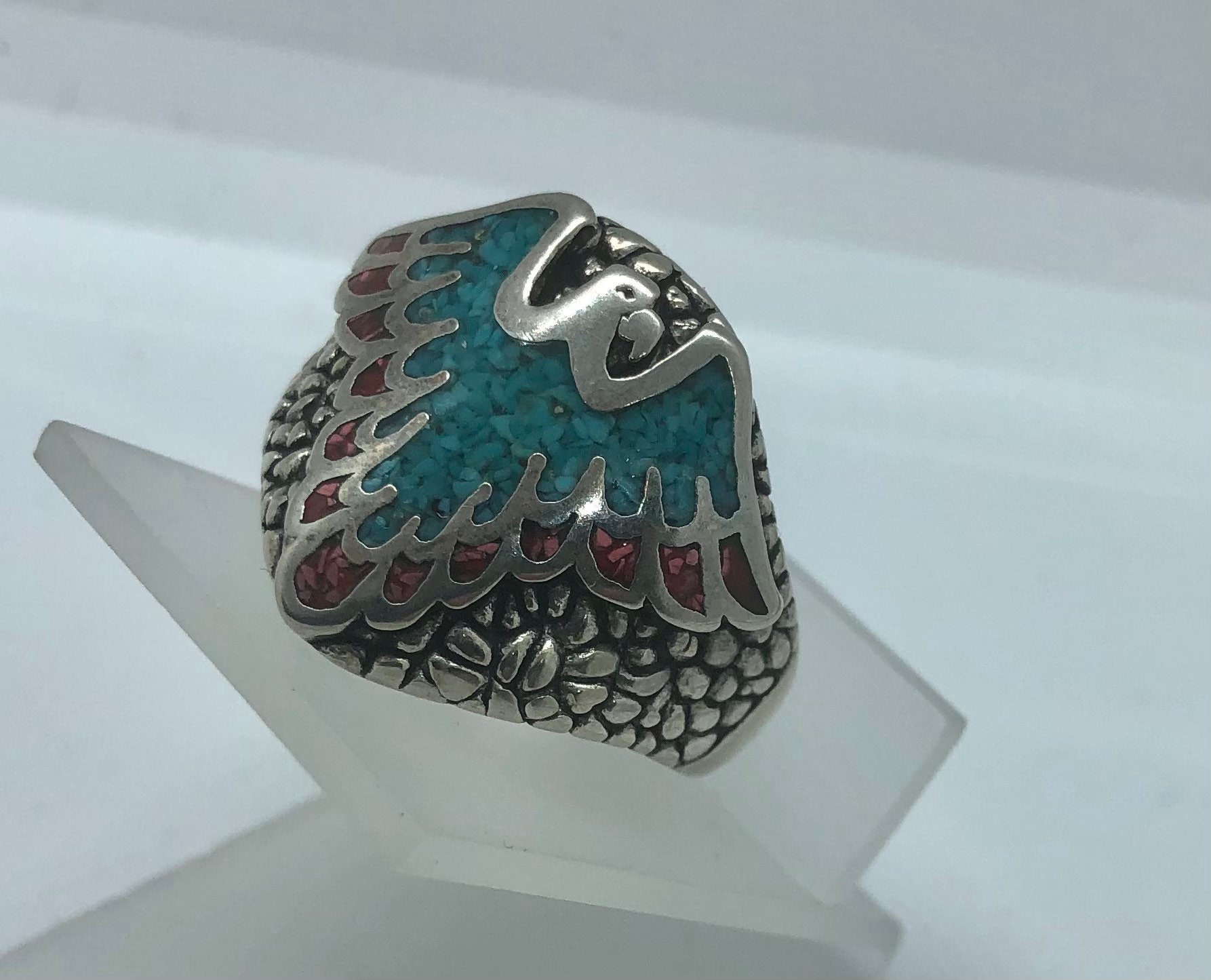 Vintage Handmade 1989 Thunderbird (bird Spirits) Ring G&S Silver