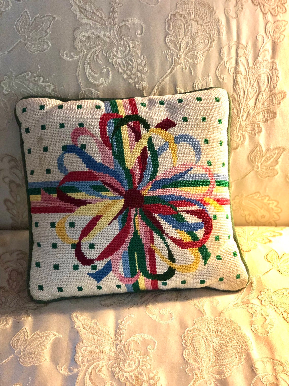 Embroidered Cross Stitch.multicolor Pillow Cover.size 16X Etsy UK