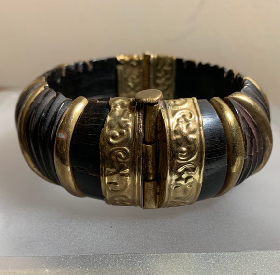Wood bangle bracelet vintage Dark wood - image 4