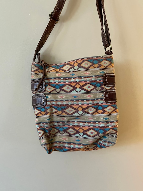 Vintage Stone Mountain Boho Crossbody Genuine Leat