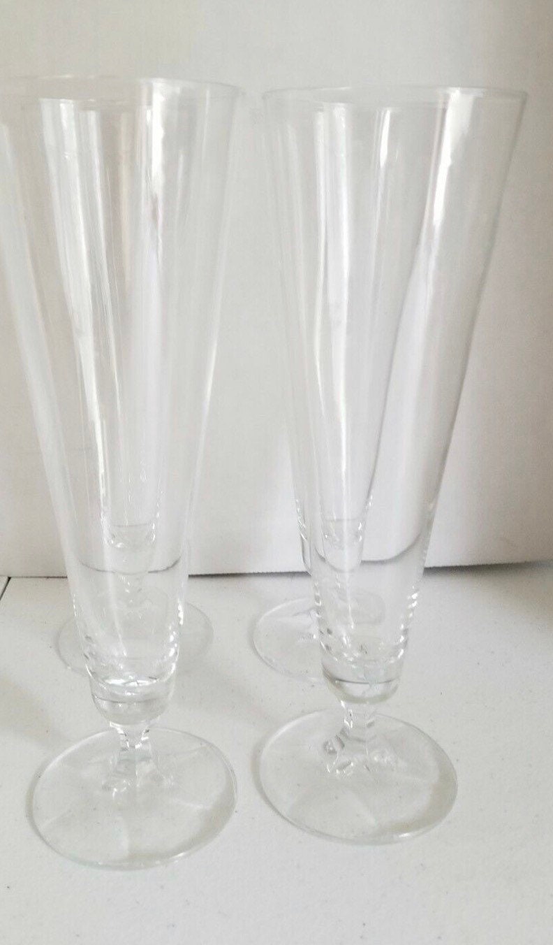 Fluted Crystal Glass Champagne/pilsner Glassware Set of 2 Rare Etsy
