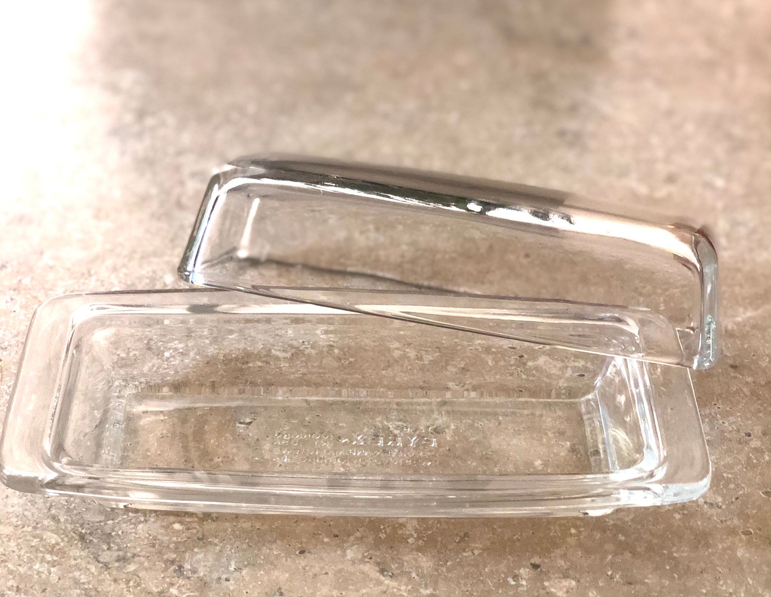 Vintage Butterdish Pyrex Glass butter dish cover lid. Size Etsy