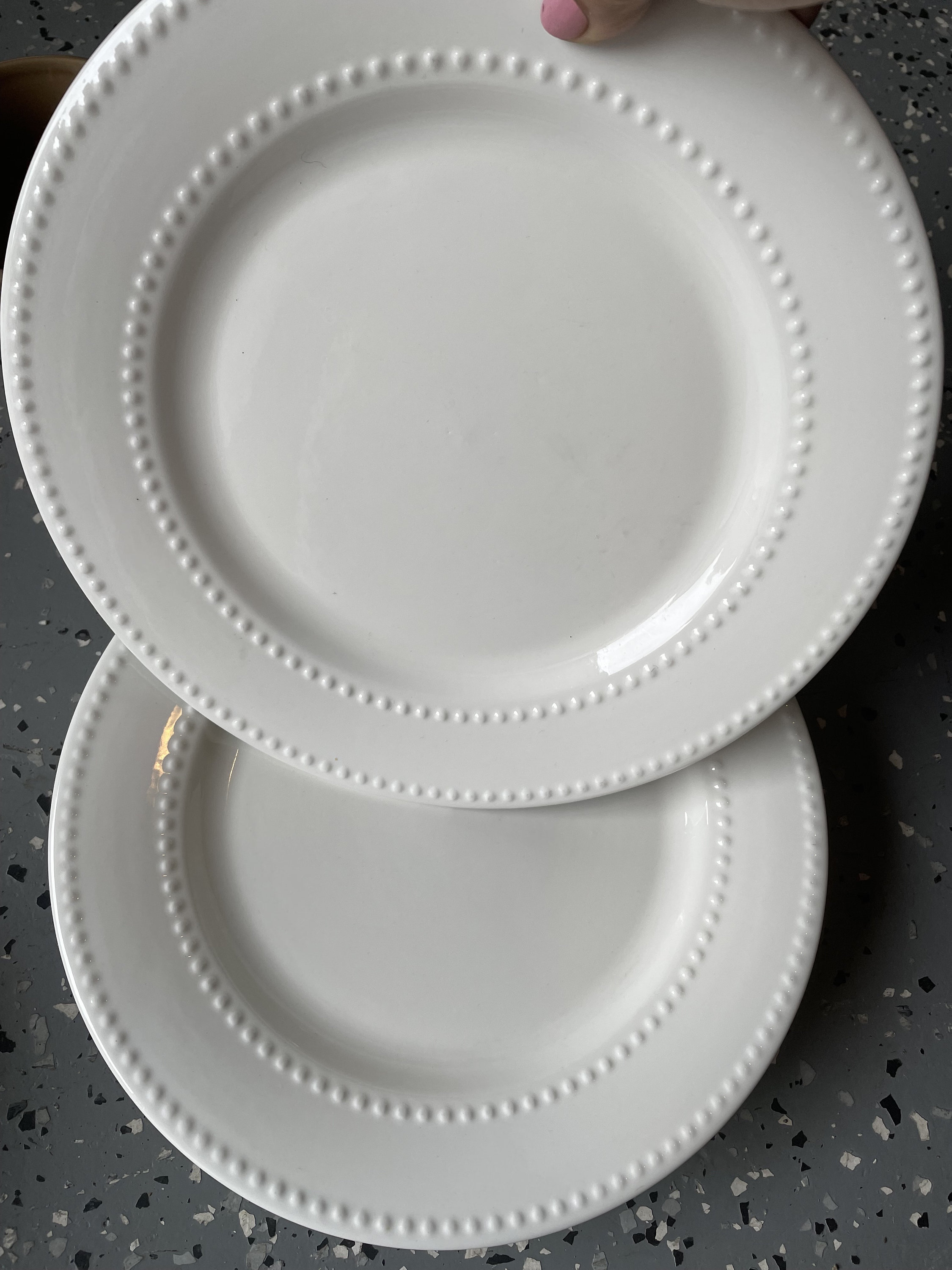 Royal Norfolk Set of Dinner Plates White Double Beaded Embossed