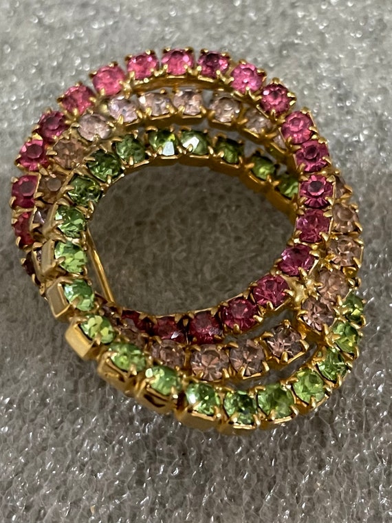 Vintage 3 Colors Circles of Love  Rhinestone Gold… - image 1