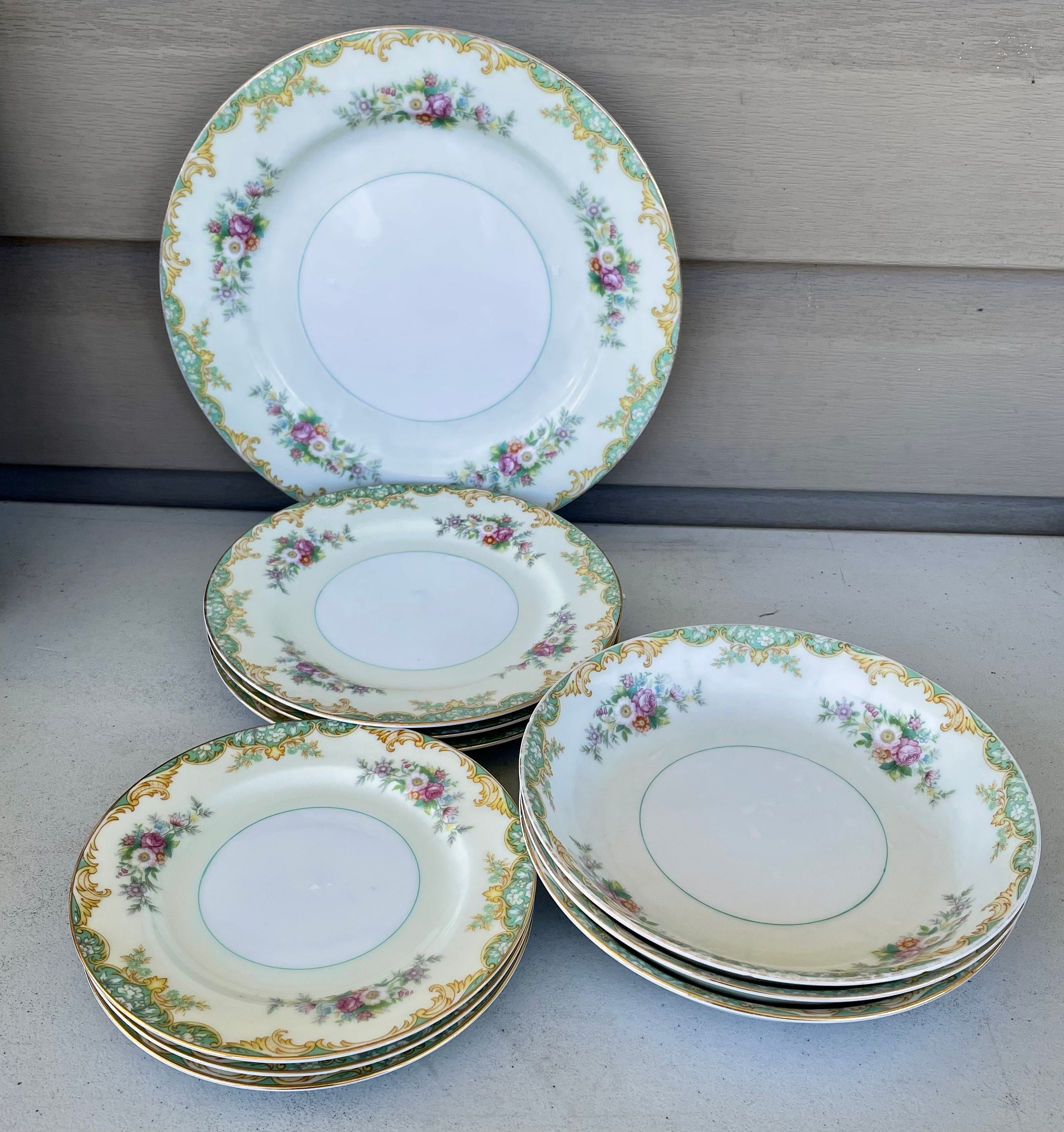 Noritake China Jacquin Vintage Dinnerware Set of 13 Pieces Japan