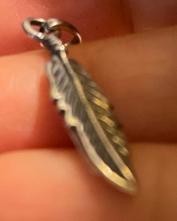 Handmade Solid Sterling Silver 925 feather pendan… - image 2