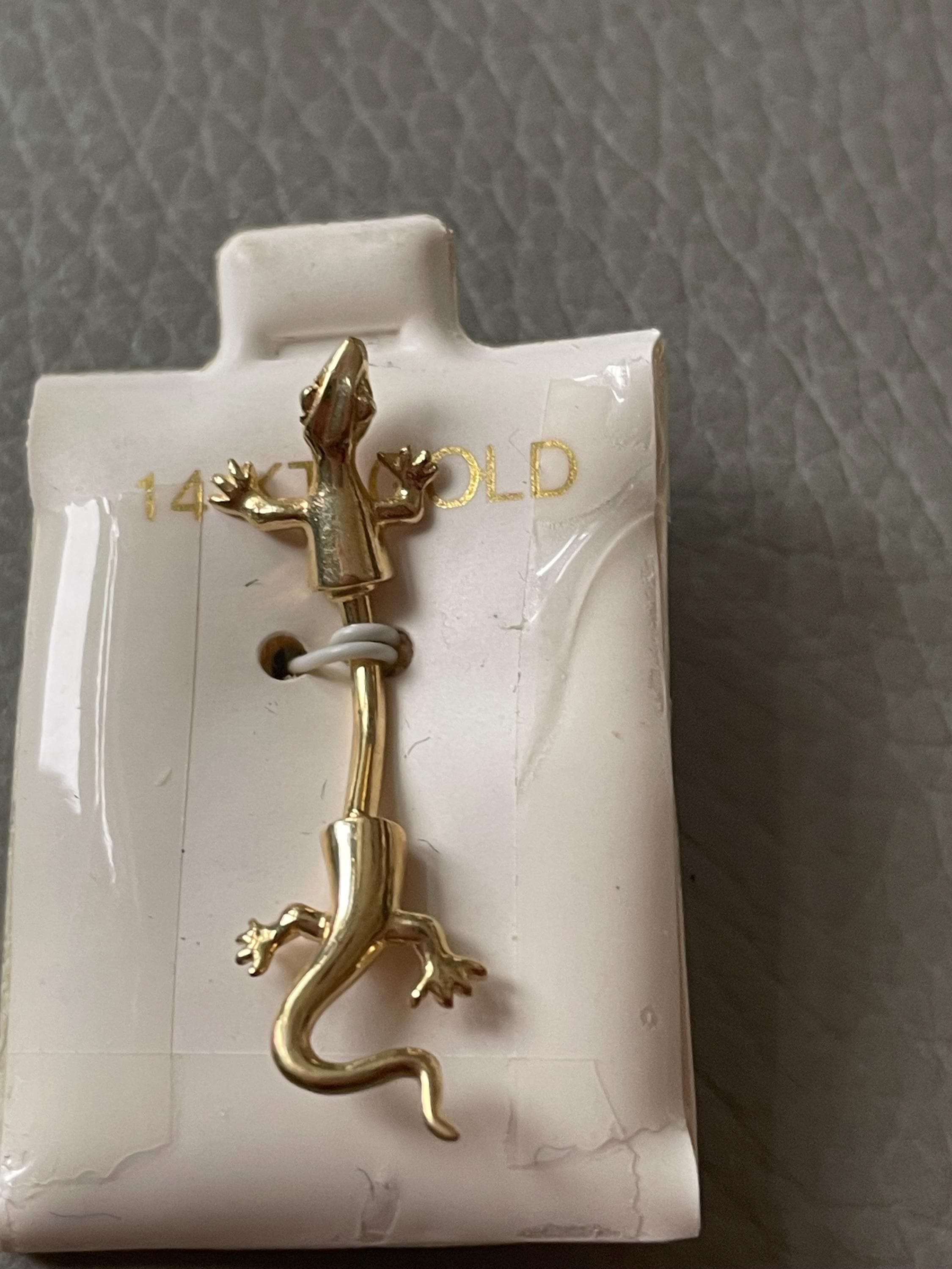 Lizard Real Button 14K Real Solid Yellow Gold Gecko Lizard Belly Button Ring 14 G New - Etsy
