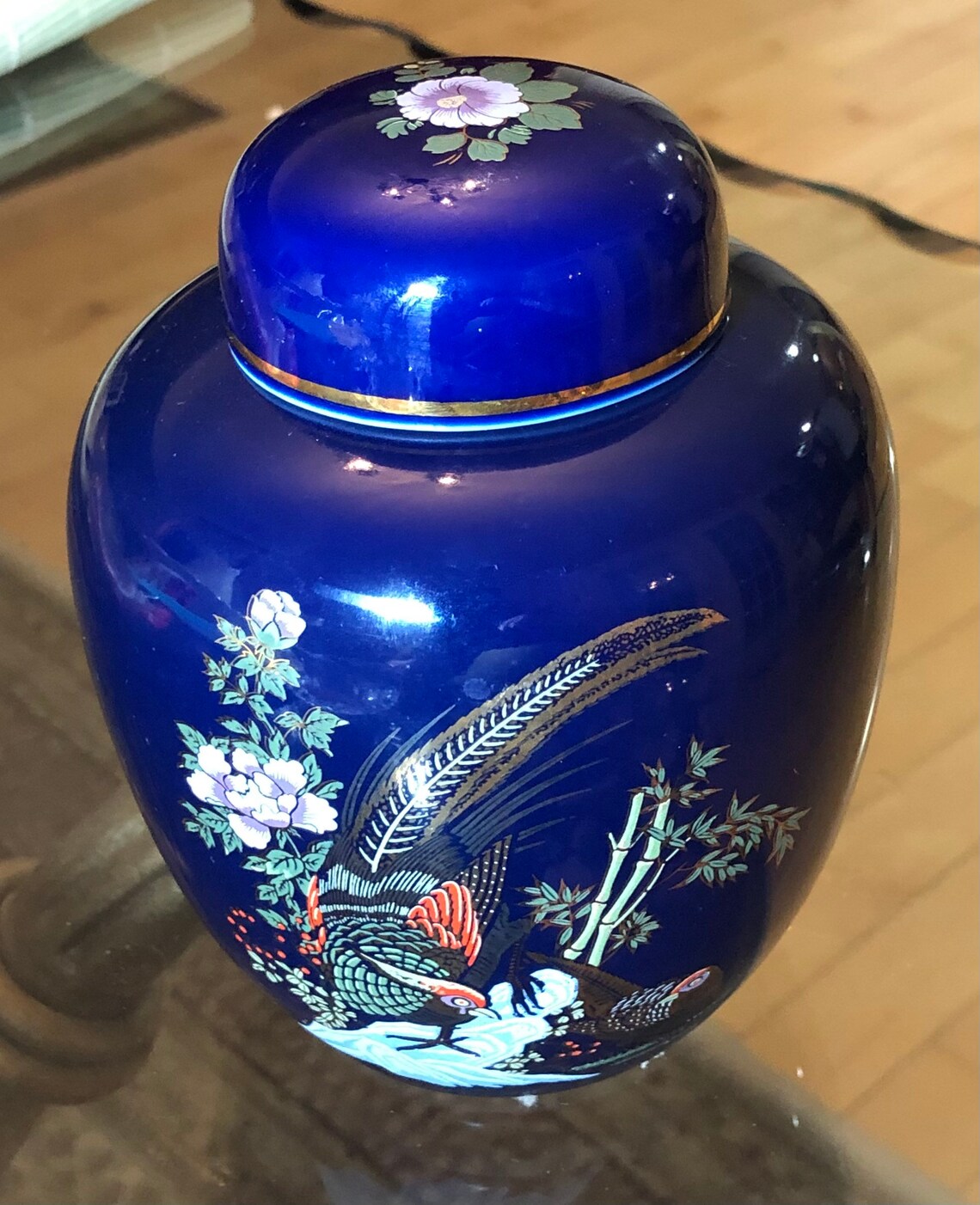 Japanese Vintage Ginger Jar W/ Lid Oriental Cobalt Blue Etsy