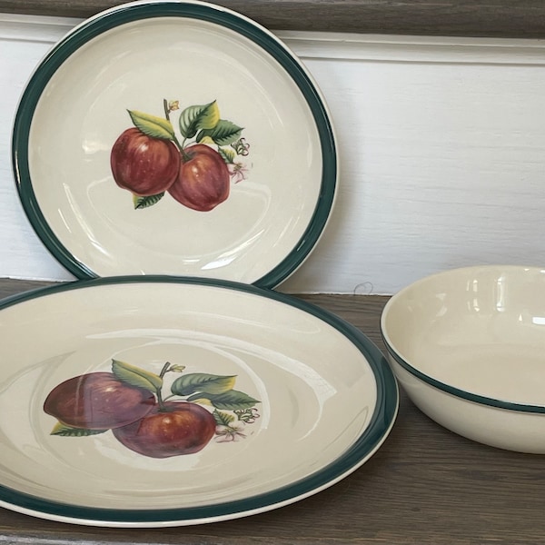 Vintage 3 Piece Serving Set Apples Casuals By China