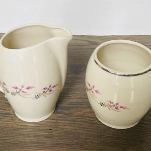 Triomphe Ceramic Creamer & Sugar Pot Lilac Flowers Vintage