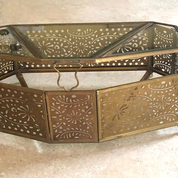 Glass and Metal Octagonal Shape. Ormolu and Glass… - image 3