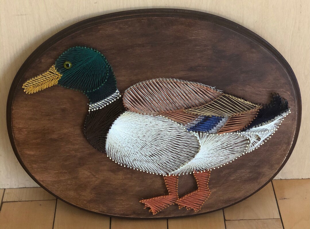 3D Duck Stringart Vintage Nail Stringart on Wood Wallhanging 15”X11 ...