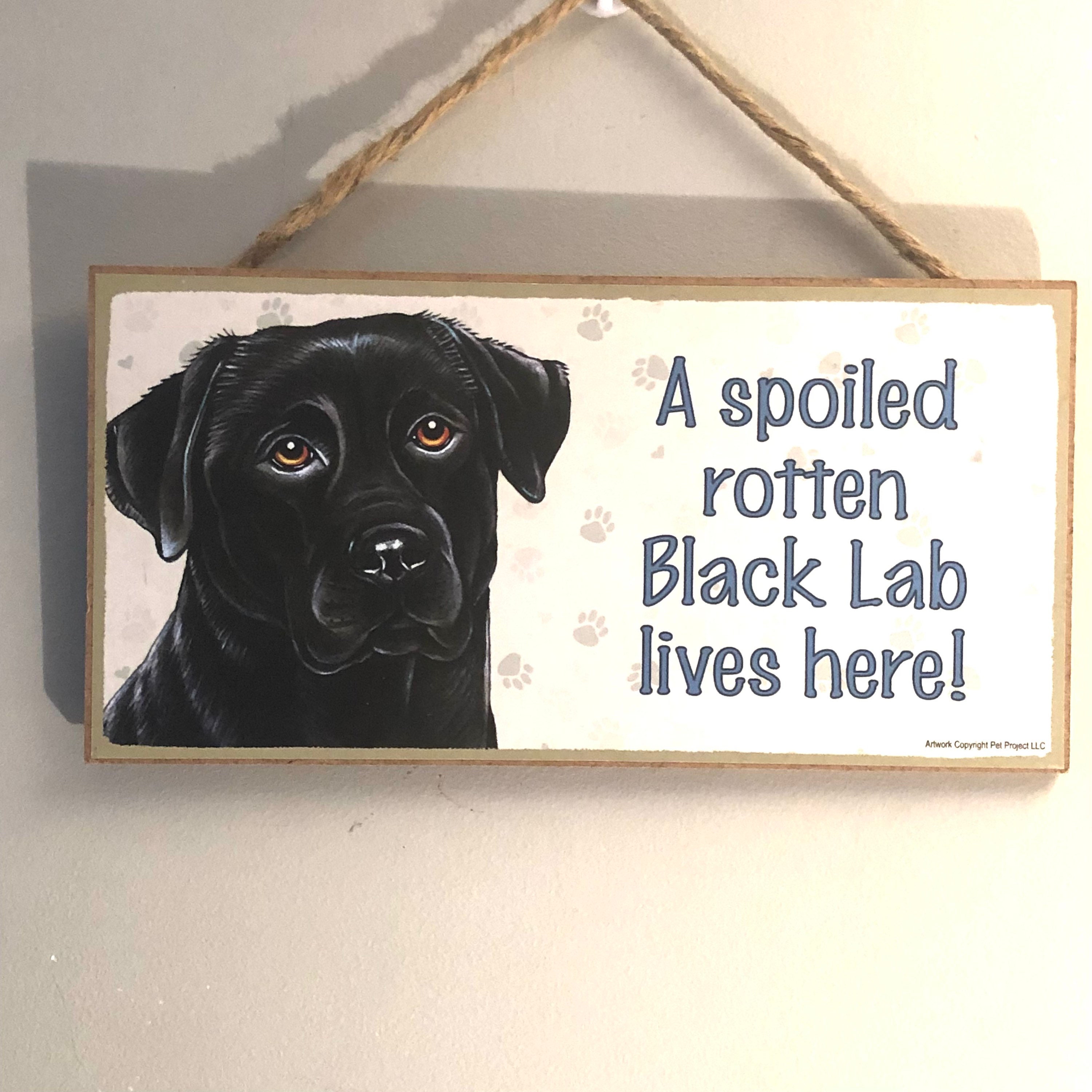  Crumble Dog 廃盤 レア A Spoiled Rotten Black Lab Lives Here Dog Black 5”X10” Wood Plate