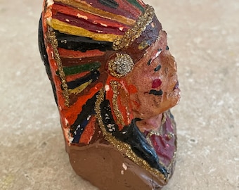Vintage Chalkware Indian Chief Bust