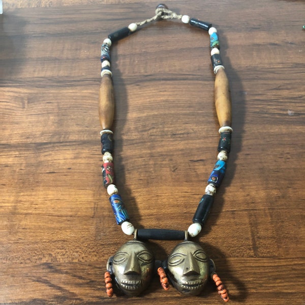 Ancient Tribal Nagaland  Necklace/ Choker The Reliquir Faces  Necklace from Tibet Rare .