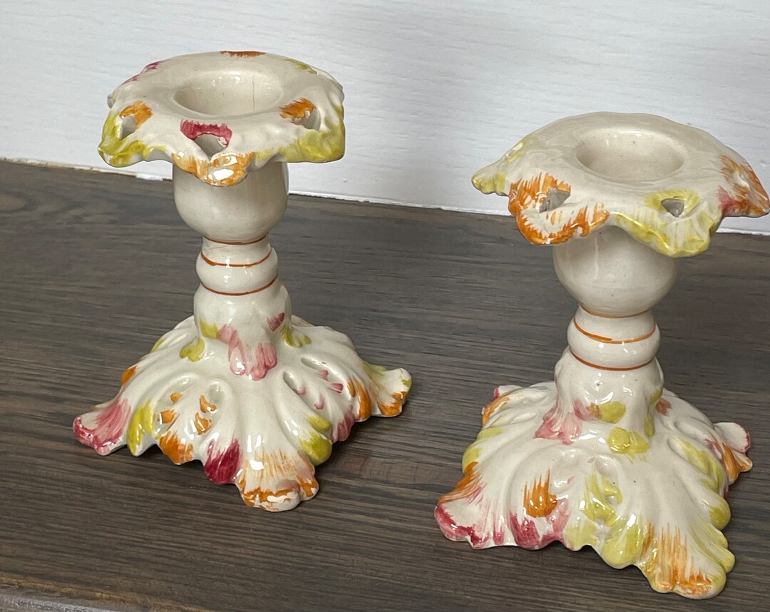 Vintage Handmade Ceramic Set of 2 Candle Holders Italy Etsy — free download