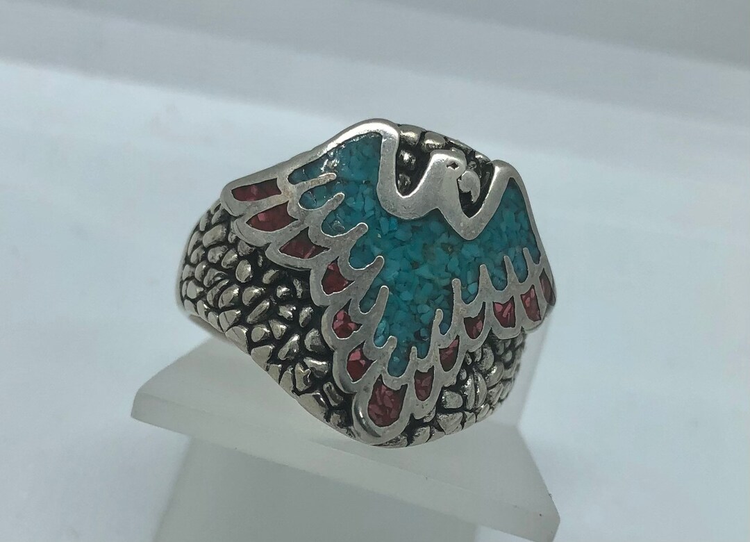 Vintage Handmade 1989 Thunderbird (bird Spirits) Ring G&S Silver