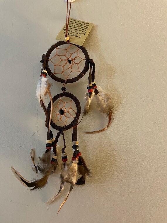 Vintage Small Hand Made Dream Catcher 5x2.5 Brown Tan New Etsy Canada