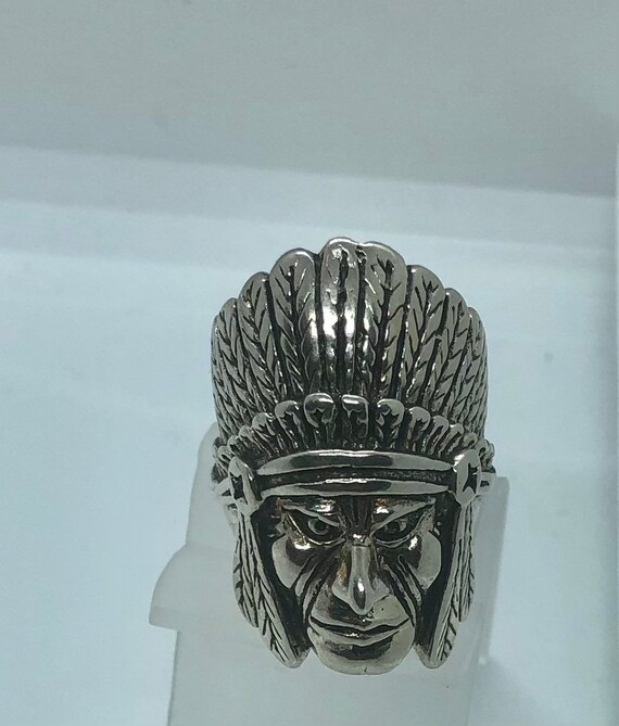 Native American Chief Head Ring. Chief head with h