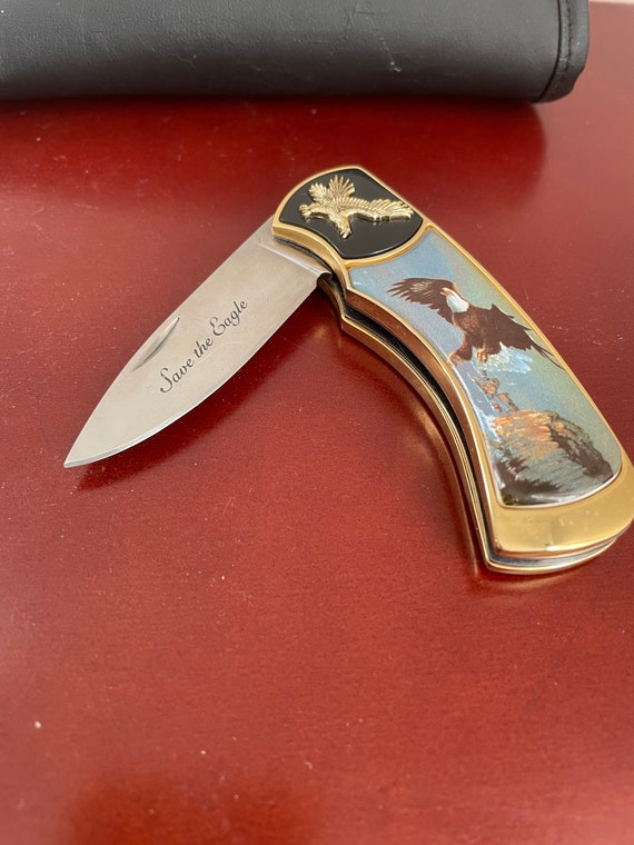 Franklin Mint Save the Eagle Single Blade Folding Collector Knife
