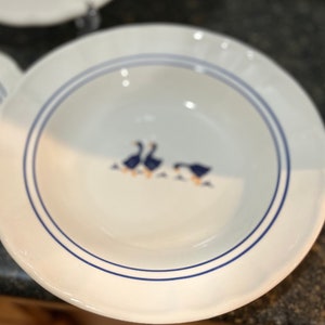 Italian Castellania Ceramic 9Geese Soup Plates Set of 4 image 2