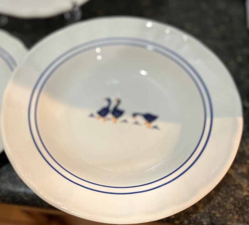 Italian Castellania Ceramic 9Geese Soup Plates Set of 4 image 2