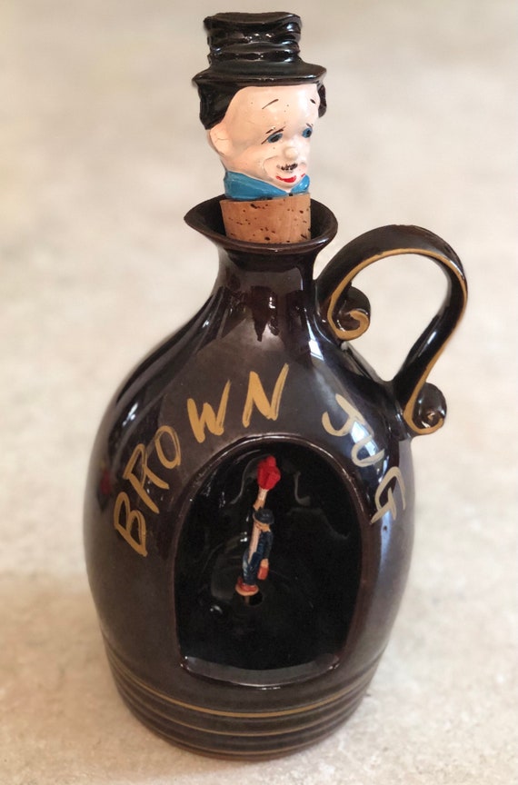 Vintage Little Brown Jug / Whisky Decanter Empty Music Box -japan