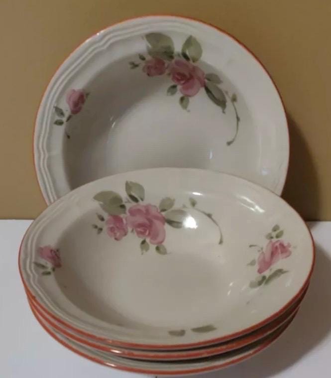 Vintage Gibson Roseland Stoneware Set of Cereal /soup Bowls