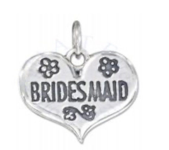 Sterling Silver Bridesmaid Heart shape Charm 925 - image 1