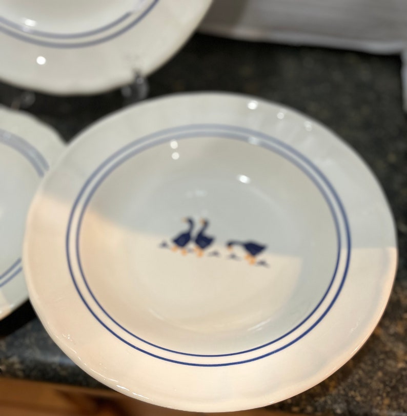 Italian Castellania Ceramic 9Geese Soup Plates Set of 4 image 3